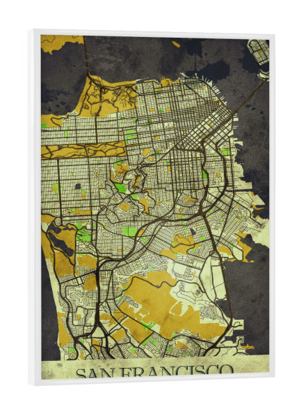 Poster mit weißem Rahmen "San Francisco Vintage City Map" artboxONE - Städte / San Francisco,Kartografie