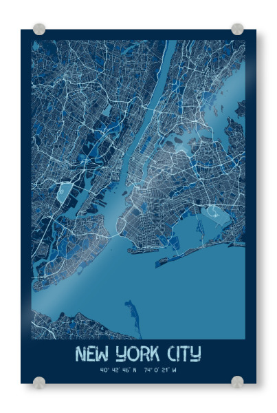 Acrylglasbild "NYC Stadtplan" artboxONE - Städte / New York,Kartografie
