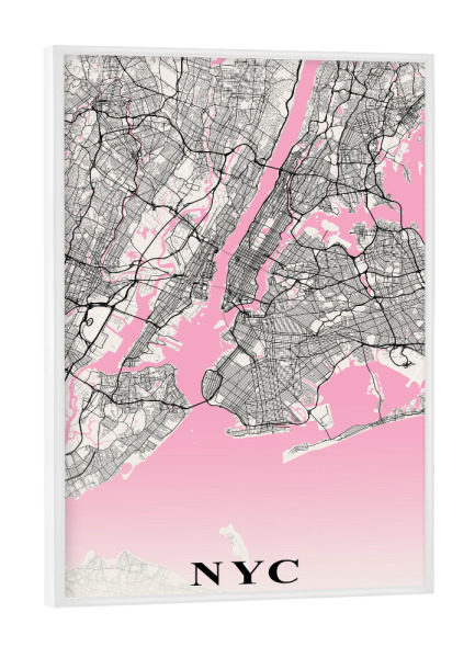 Poster mit weißem Rahmen "Stadt New York Plan" artboxONE - Städte / New York,Kartografie