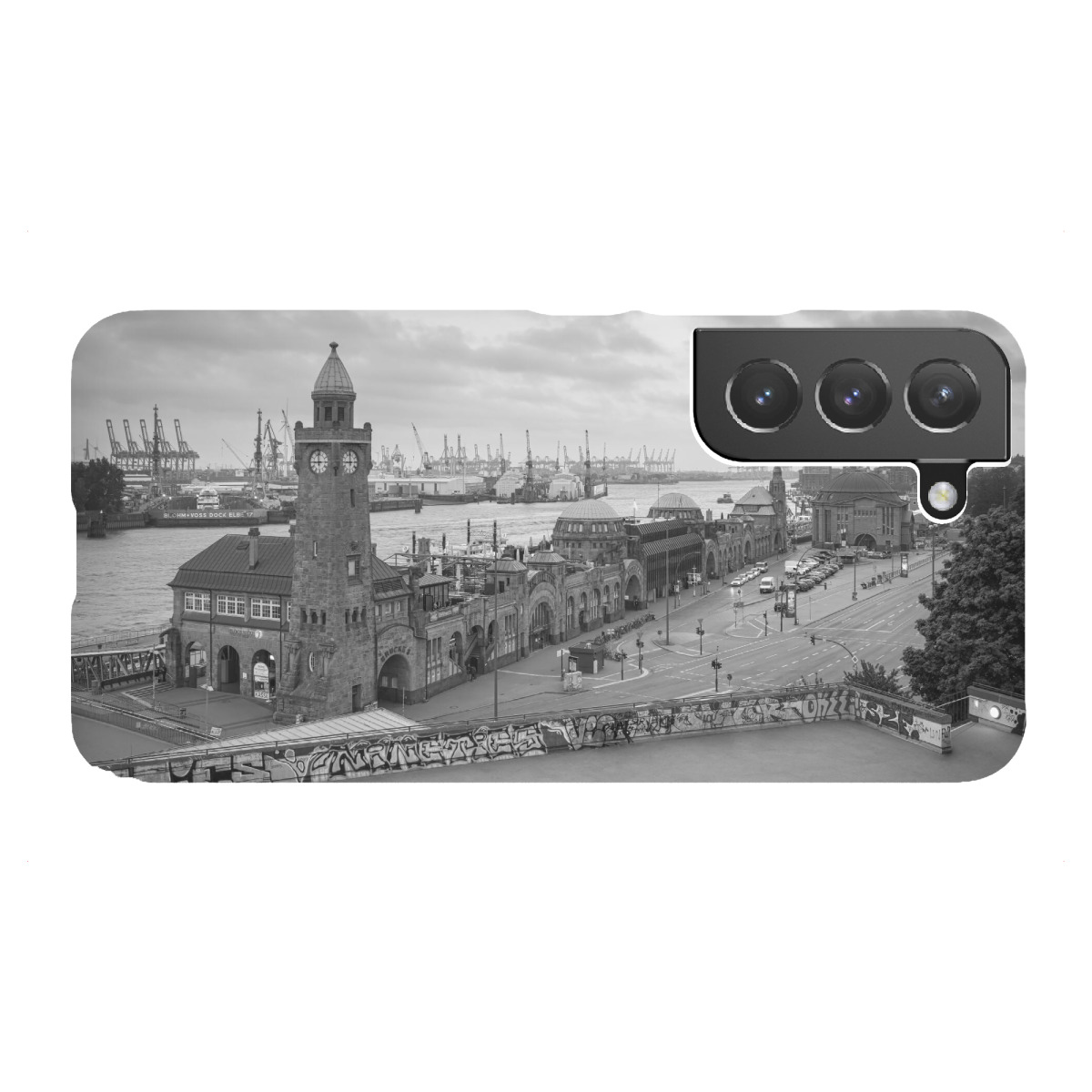 "Landungsbrücken schwarz-weiß"für Samsung Galaxy - Premium-Case Handyhülle artboxONE