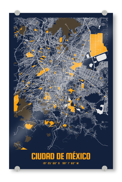 Acrylglasbild "Mexiko City als Stadtplan" artboxONE - Städte / Weitere,Kartografie