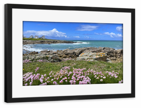 Poster mit Rahmen schwarz "Ferienhäuser an der Küste" artboxONE - Natur,Architektur,Reise / Strand und Meer