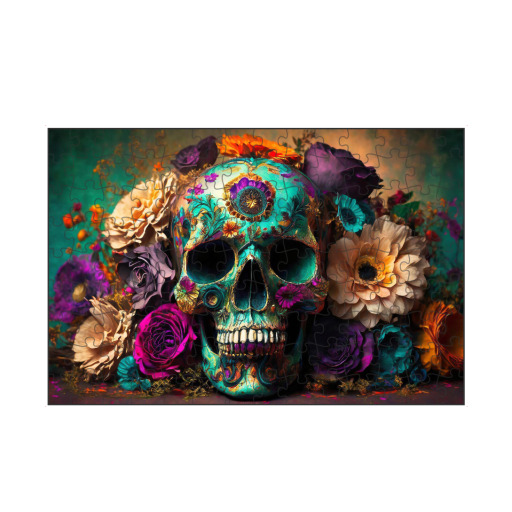 Schädel mit Blüten