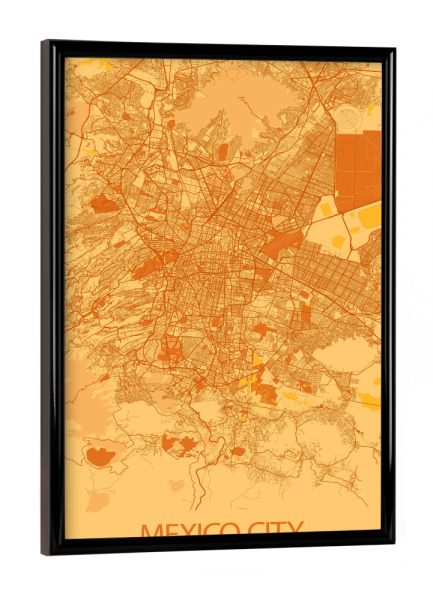 Poster mit schwarzem Rahmen "Stadt Mexiko Plan" artboxONE - Städte / Weitere,Kartografie