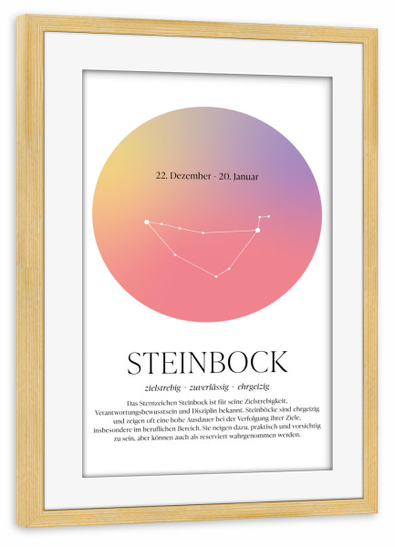 Poster mit Rahmen kiefer "Sternbild Steinbock Sternzeichen" artboxONE - Für Kinder,Für Mama,Für Papa