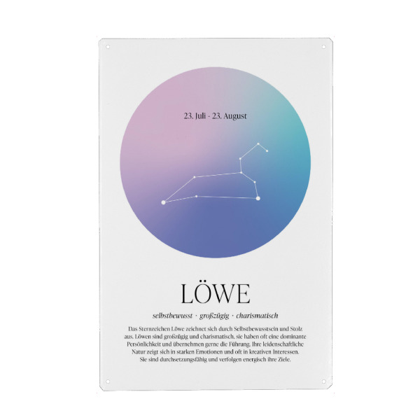 Metall Poster "Sternbild Sternzeichen Löwe" artboxONE - Für Kinder,Für Mama,Für Papa
