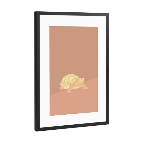 Poster mit Rahmen Schwarz (Metallic) "Eine weise Schildkröte" artboxONE - Tiere