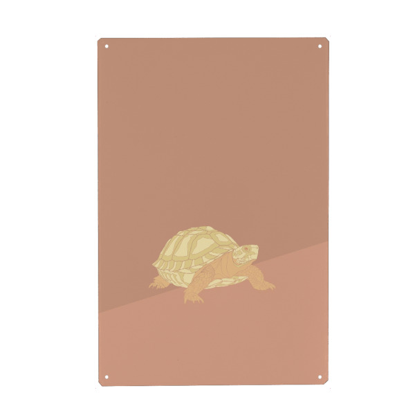 Holzbild "Eine weise Schildkröte" artboxONE - Tiere - Landschildkröte,Schildkröte,Gelb,Rosa,Braun,Abstrakt,Weise,Sitzen,Blick,Steinzeit