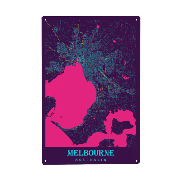 Metall Poster "City Melbourne Australien" artboxONE - Städte / Weitere,Kartografie