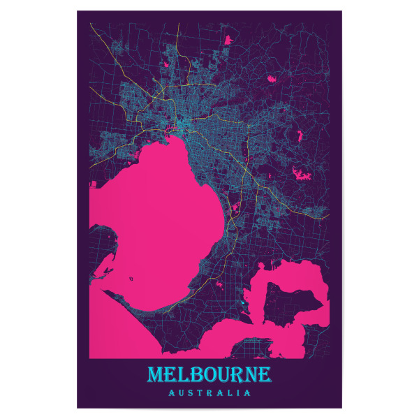 Poster "City Melbourne Australien" artboxONE - Städte / Weitere,Kartografie