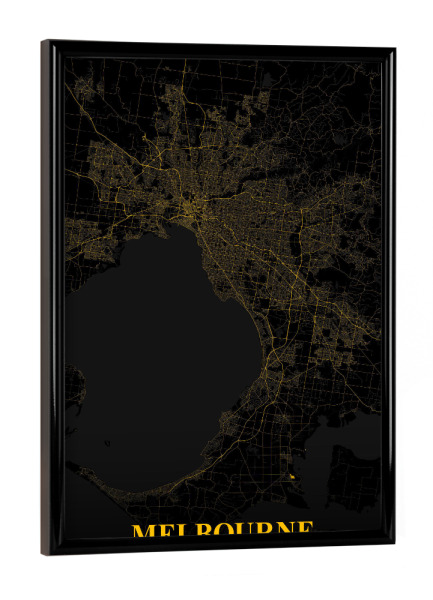 Poster mit schwarzem Rahmen "Melbourne City" artboxONE - Städte / Weitere,Kartografie