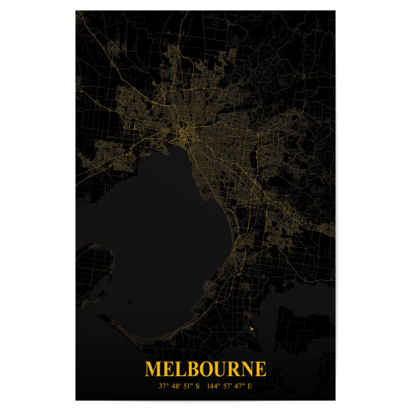 Poster "Melbourne City" artboxONE - Städte / Weitere,Kartografie
