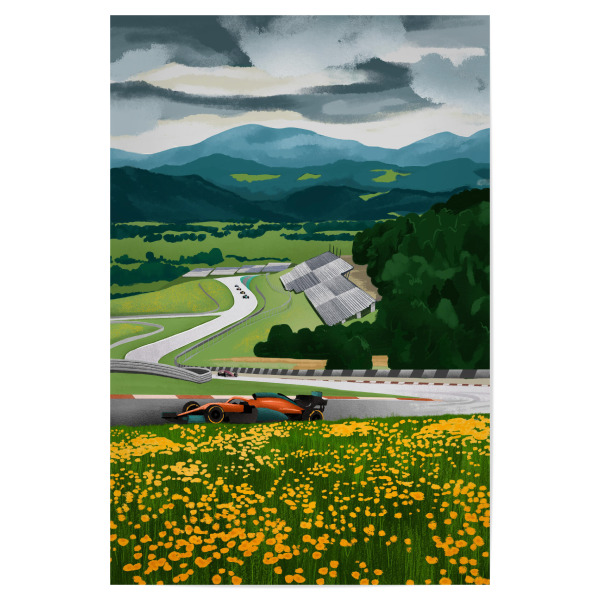 Poster "Rennstrecke Österreichs" artboxONE - Natur,Automobile,Für Papa - Autos,Rennstrecke,Rennen,österreich,Berge