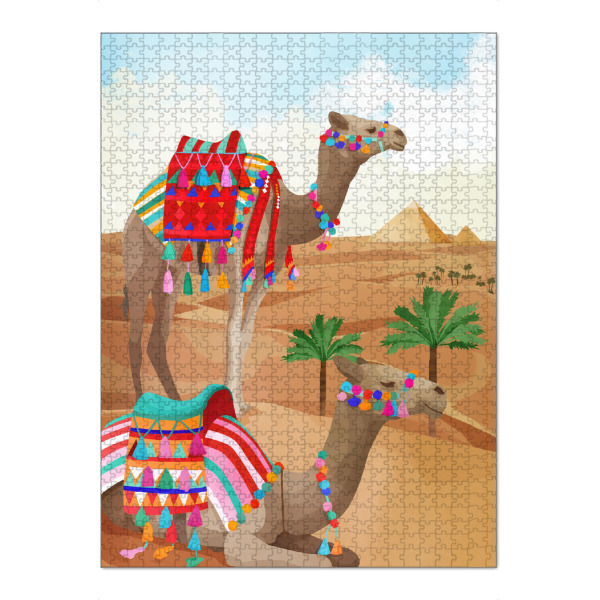 Puzzle Ravensburger "Wüstenabenteuer" artboxONE - Für Kinder,Tiere - Dromedar,Kamel,Wüste,Sand,ägypten,Pyramiden,Kinder - Bild dromedar