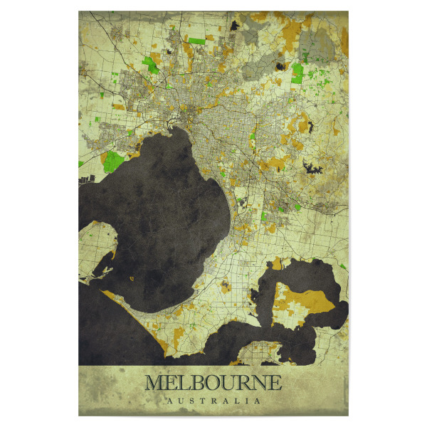 Poster "Melbourne Vintage City Map" artboxONE - Städte / Weitere,Kartografie