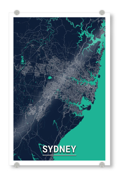 Acrylglasbild "Sydney Citymap" artboxONE - Städte / Sydney,Kartografie