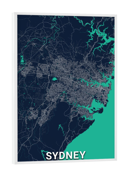 Poster mit weißem Rahmen "Sydney Citymap" artboxONE - Städte / Sydney,Kartografie