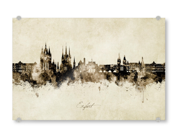 Acrylglasbild "Erfurt Deutschland Skyline Sepia" artboxONE - Städte - Erfurt,Deutschland,Skyline,Stadtbild,Stadtbild,Aquarell,Malerei