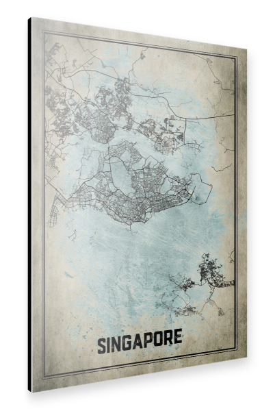 Alu-Dibond "Vintage Singapur Map" 30x20 cm artboxONE