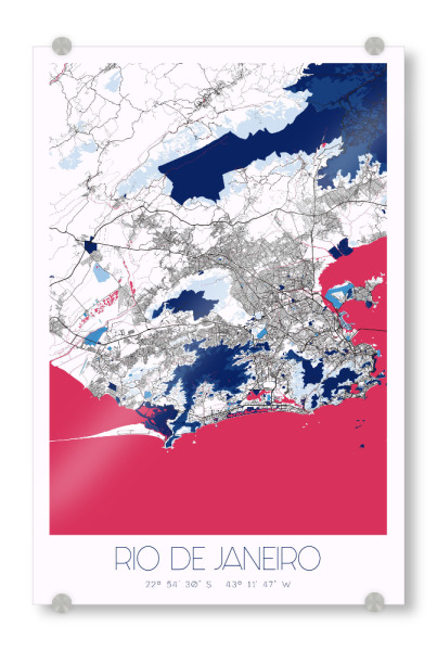 Acrylglasbild "City Rio de Janeiro" artboxONE - Städte / Rio de Janeiro,Kartografie