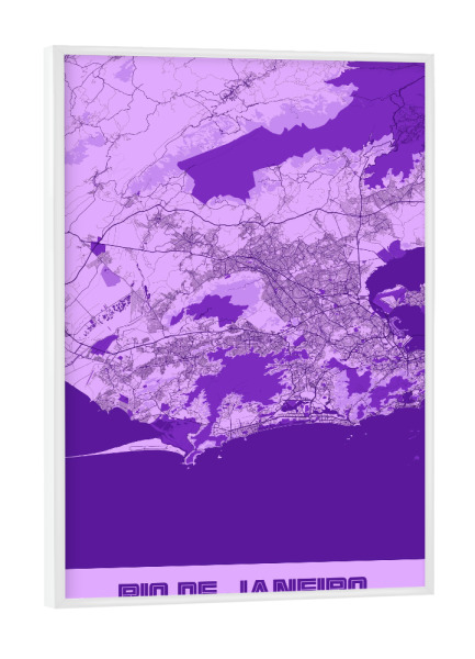 Poster mit weißem Rahmen "City Map Rio de Janeiro" artboxONE - Städte / Rio de Janeiro,Kartografie