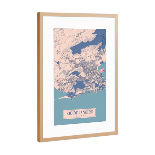 Poster mit Rahmen Kupfer "Rio de Janeiro Brasilien" artboxONE - Städte / Rio de Janeiro,Kartografie