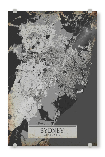 Acrylglasbild "Vintage Citymap Sydney" artboxONE - Städte / Sydney,Kartografie