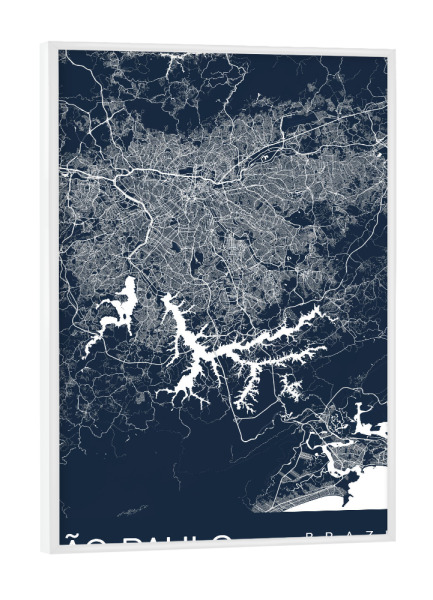 Poster mit weißem Rahmen "São Paulo als Stadtplan" artboxONE - Städte / Weitere,Kartografie
