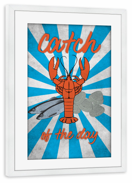 Poster mit Rahmen weiß "Catch of the Day" artboxONE - Essen & Trinken