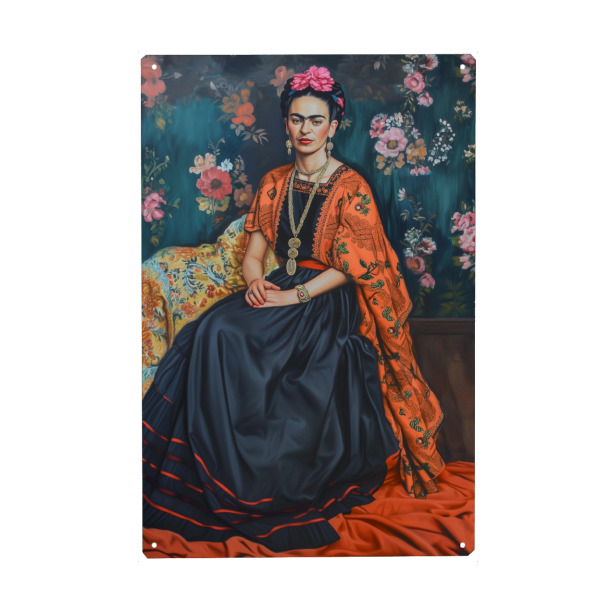 Metall Poster "Fashionstyle Frida" artboxONE - Floral,Menschen,Fashion