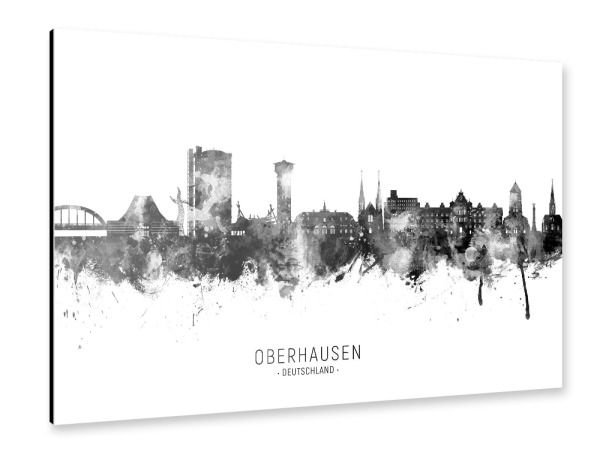 Alu-Dibond "Oberhausen Skyline BW Text" 30x20 cm artboxONE