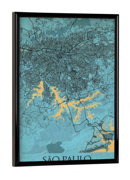 Poster mit schwarzem Rahmen "Vintage São Paulo Wandbild" artboxONE - Städte / Weitere,Kartografie