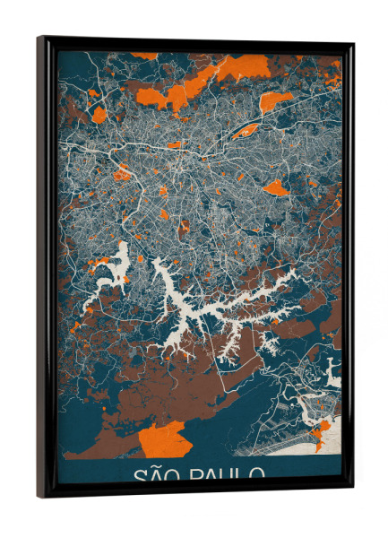 Poster mit schwarzem Rahmen "São Paulo Vintage Map" artboxONE - Städte / Weitere,Kartografie