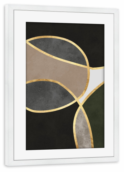 Poster mit Rahmen weiß "Boho mit goldenen Linien A" artboxONE - Abstrakt,Geometrie