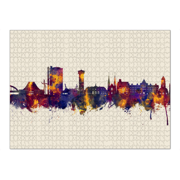 Puzzle Ravensburger "Oberhausen Skyline Herbst" artboxONE - Städte - Oberhausen,Deutschland,Skyline,Stadtbild,Stadtbild,Aquarell,Malerei