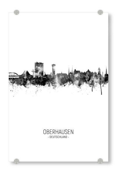 Acrylglasbild "Oberhausen Deutschland Skyline BW" artboxONE - Städte - Oberhausen,Deutschland,Skyline,Stadtbild,Aquarell,Malerei