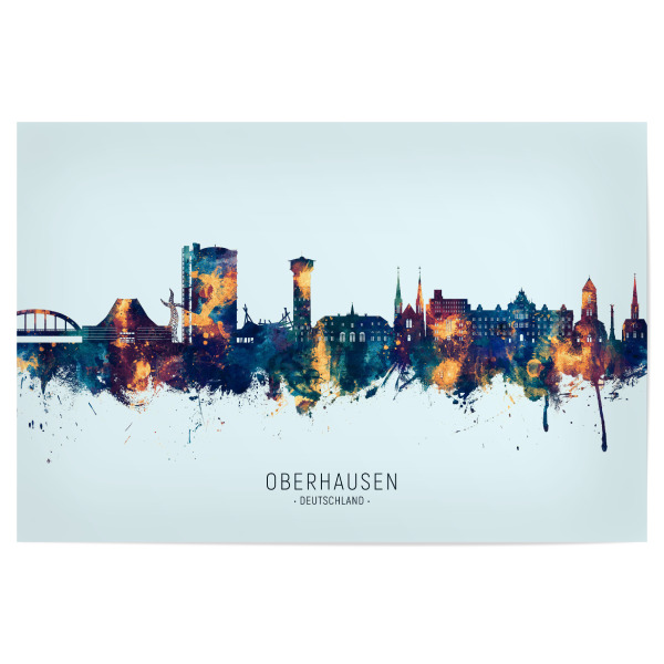Poster 30x20 cm "Oberhausen Skyline BlauOrange" artboxONE - Städte - Oberhausen,Deutschland,Skyline,Stadtbild,Stadtbild,Aquarell,Malerei