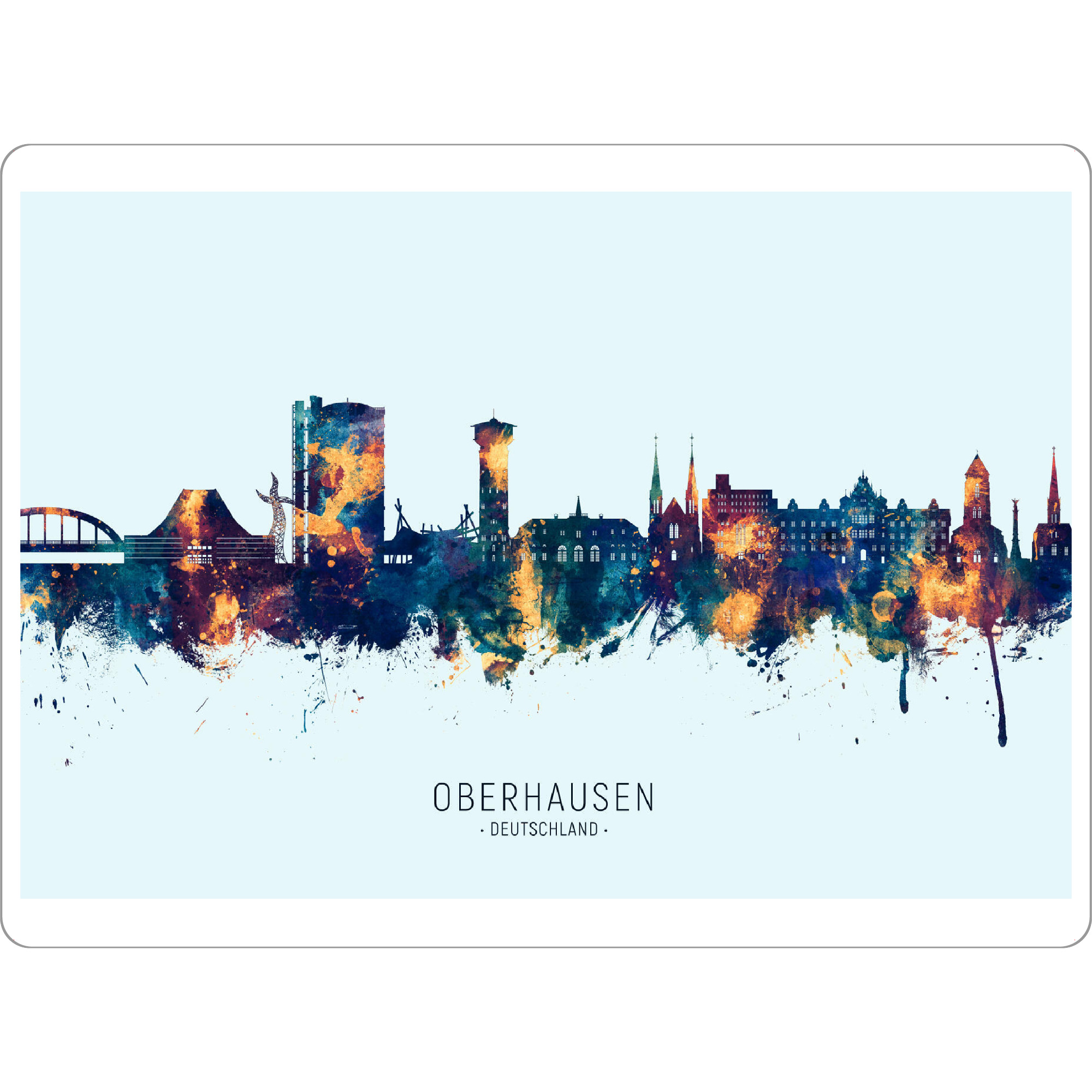 Tischset "Oberhausen Skyline BlauOrange" artboxONE - Städte - Oberhausen,Deutschland,Skyline,Stadtbild,Stadtbild,Aquarell,Malerei - Bild oberhausen