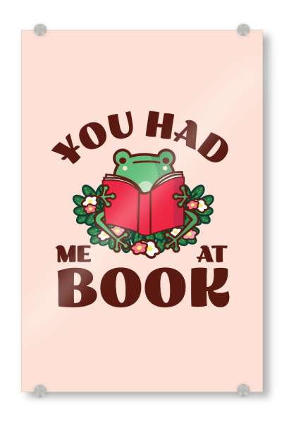 Acrylglasbild "You Had Me At Book Frog Reading" artboxONE - Tiere,Für Papa,Lustig