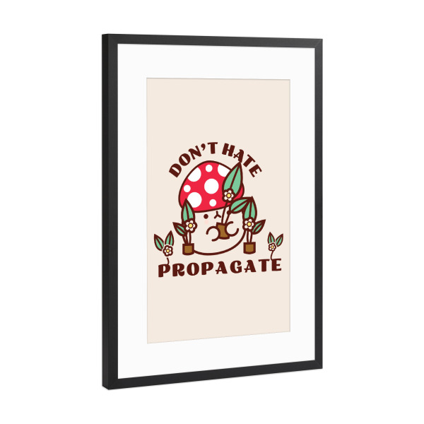 Poster mit Rahmen Schwarz (Metallic) "Nicht hassen, sondern verbreiten" artboxONE - Natur,Floral,Lustig