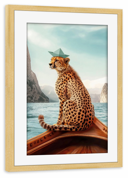 Poster mit Rahmen kiefer "Gepard on Tour" artboxONE - Natur,Tiere,Reise / Afrika