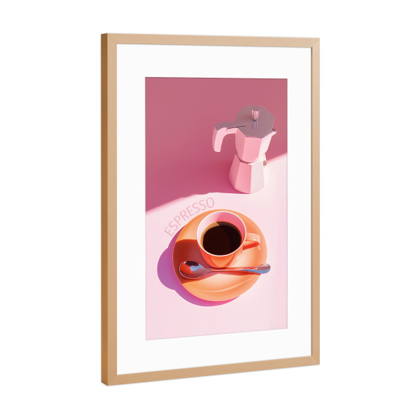 Poster mit Rahmen Kupfer "Pink Espresso" artboxONE - Typografie,Reise,Essen & Trinken