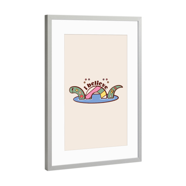 Poster mit Rahmen Silber "Ich glaube... Retro-Hippie-Stil" artboxONE - Tiere,Für Mama,Lustig