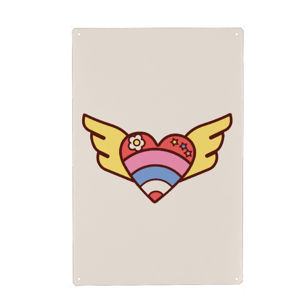 Metall Poster "Hippie-Liebesherz mit Flügeln" artboxONE - Liebe,Für Mama