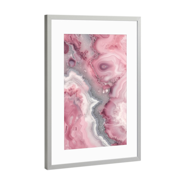 Poster mit Rahmen Silber "Rosa Marmor design" artboxONE - Natur,Abstrakt,Marmor