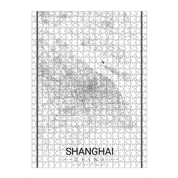 Puzzle Ravensburger "City Map Shanghai China" artboxONE - Schwarzweiß,Städte / Shanghai,Kartografie