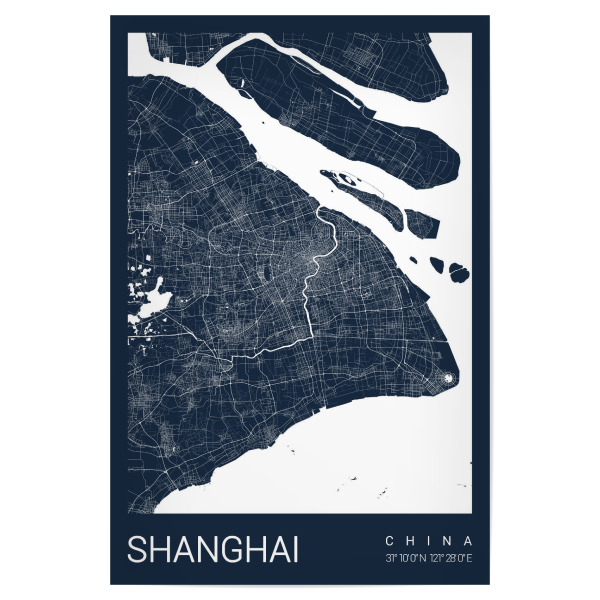 Poster 30x20 cm "Stadtplan Shanghai China" artboxONE - Städte / Shanghai,Kartografie