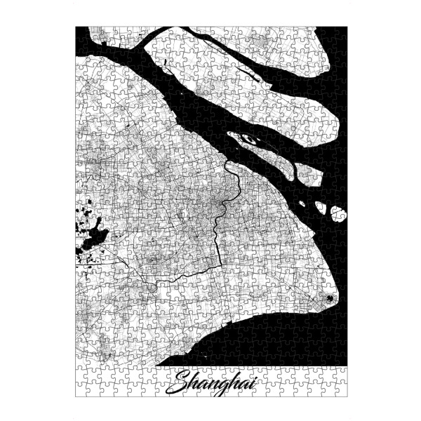 Puzzle Ravensburger "Shanghai City Map" artboxONE - Schwarzweiß,Städte / Shanghai,Kartografie