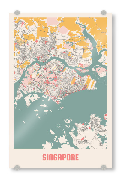 Acrylglasbild "Singapur Map" artboxONE - Städte / Singapur,Kartografie