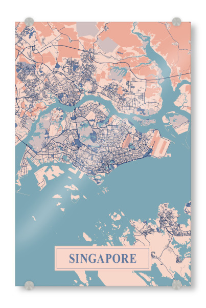 Acrylglasbild "Singapur Stadtplan" artboxONE - Städte / Singapur,Kartografie